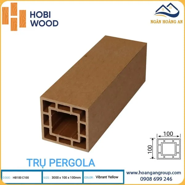 Lam Trụ Pergola Giàn Hoa Ngoài Trời Hobi Wood Vibrant Yellow